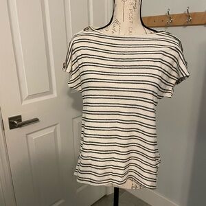 Above and beyond black & cream stripe short sleeve top M